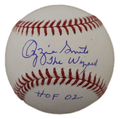 Ozzie Smith Signed St Louis Cardinals OML Baseball HOF& Wizard BAS 23876
