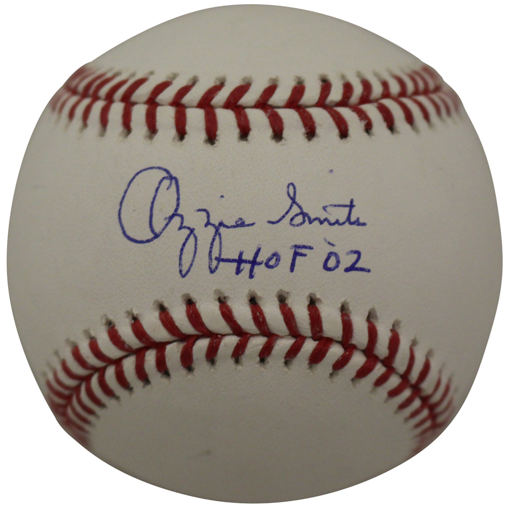 Ozzie Smith Autographed St Louis Cardinals OML Baseball HOF FAN