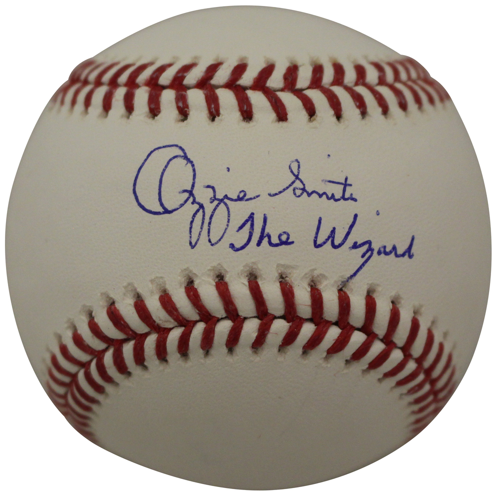 Ozzie Smith Autographed St Louis Cardinals OML Baseball Wizard FAN