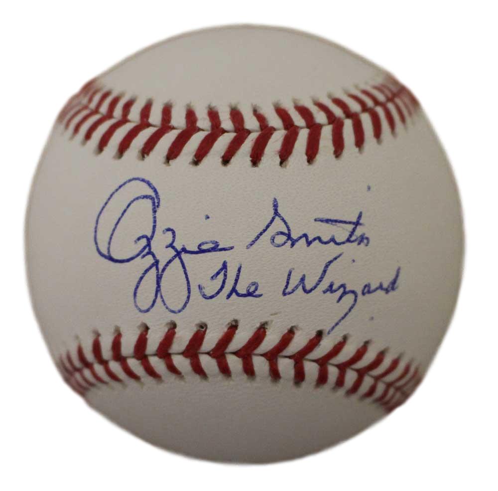 Ozzie Smith Autographed/Signed St Louis Cardinals OML Baseball Wizard BAS 23875
