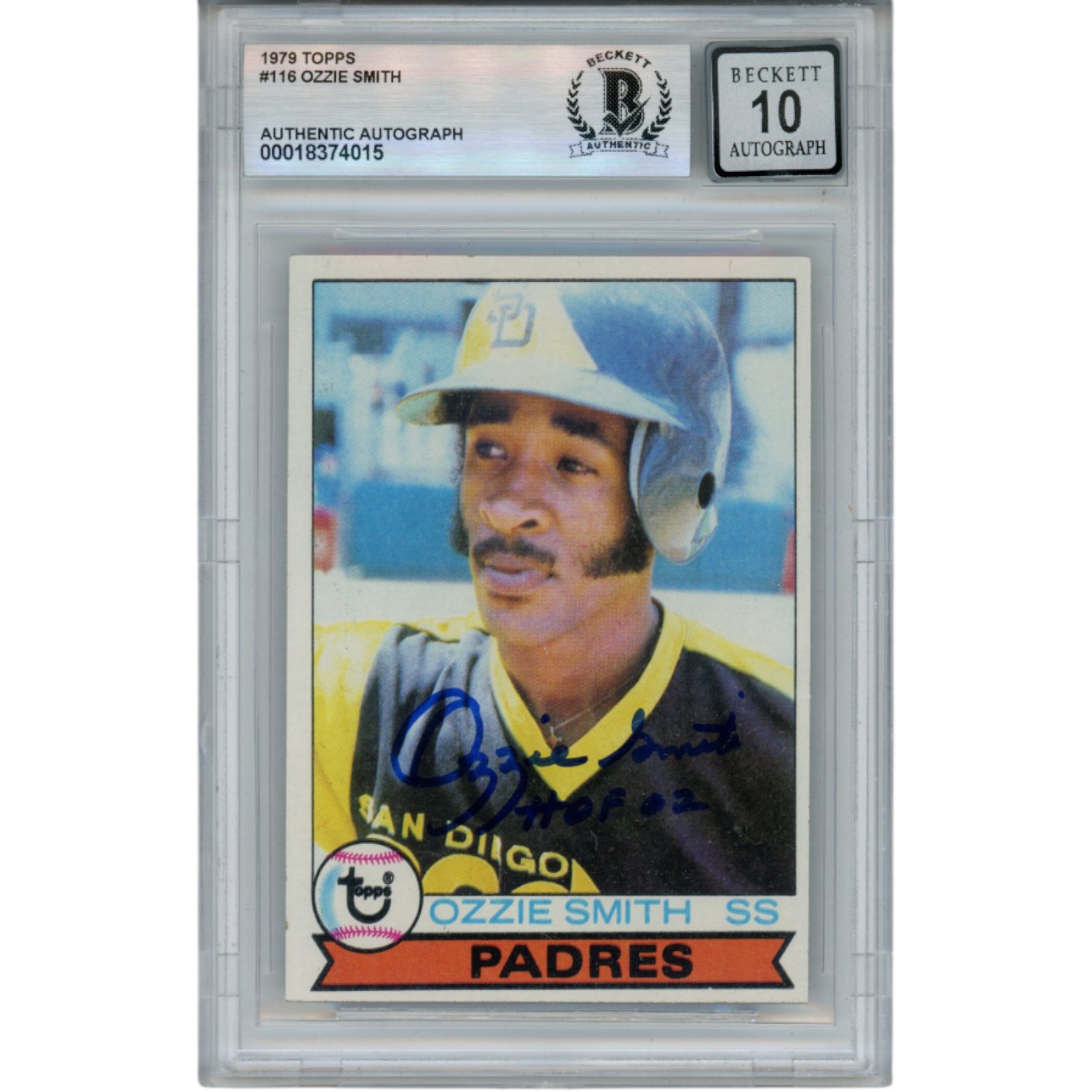 Ozzie Smith Autographed 1979 Topps #116 Slab Trading Card HOF Slab Beckett 53181