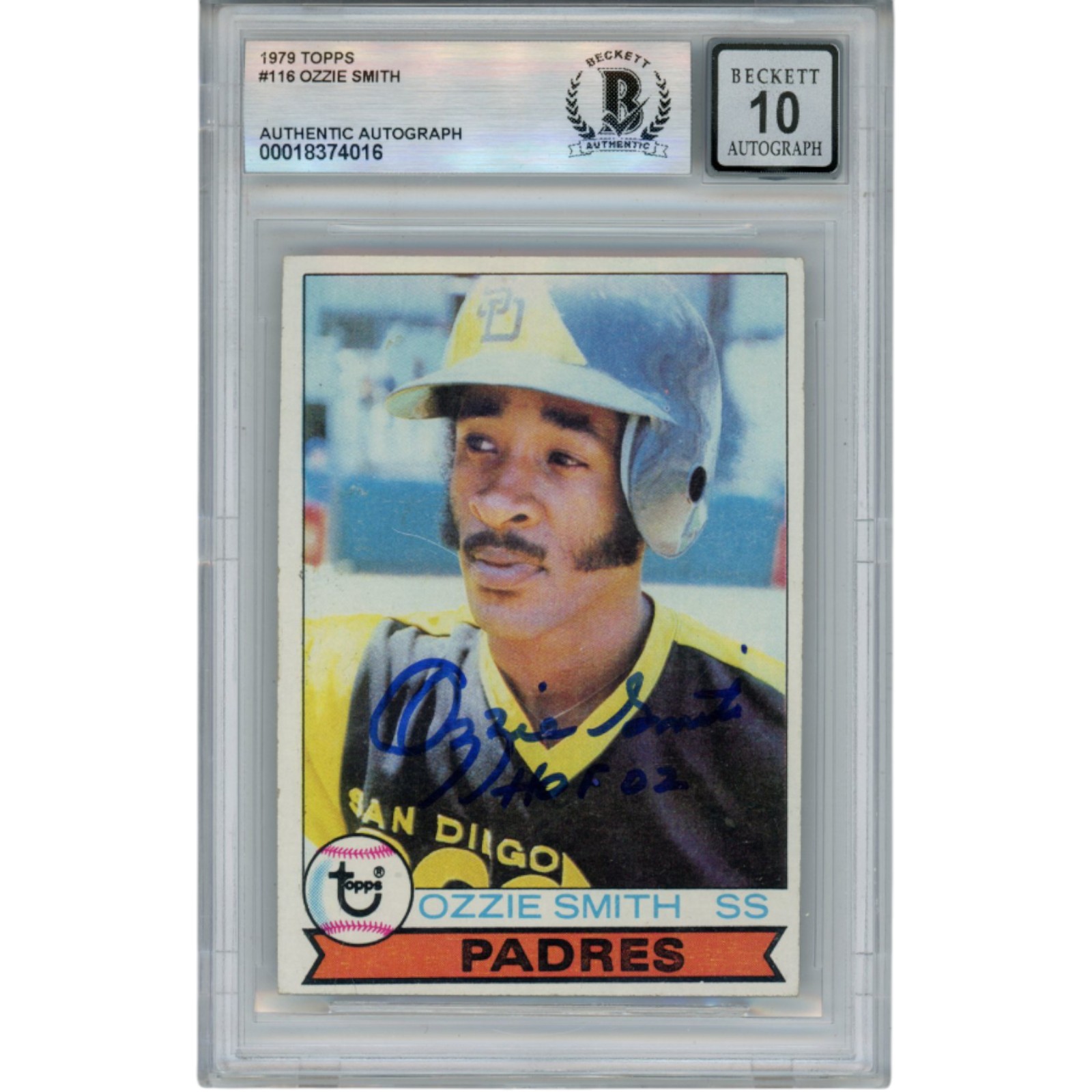 Ozzie Smith Autographed 1979 Topps #116 Slab Trading Card HOF Slab Beckett 53184