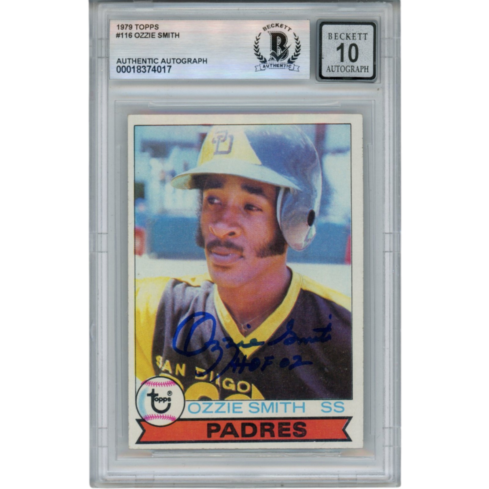 Ozzie Smith Autographed 1979 Topps #116 Slab Trading Card HOF Slab Beckett 53195