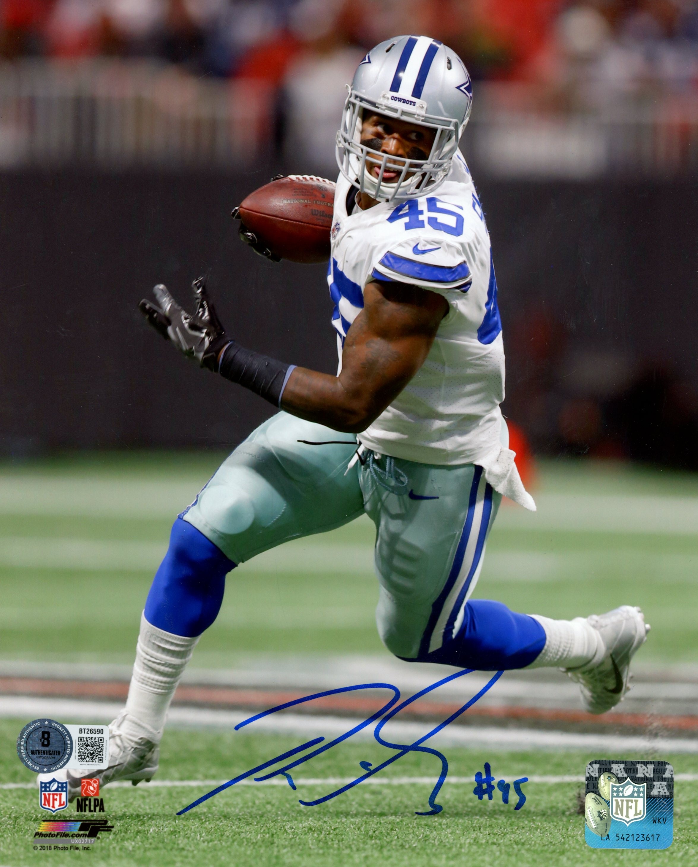 Rod Smith Autographed Dallas Cowboys 8x10 Photo PF White Run Beckett 56761