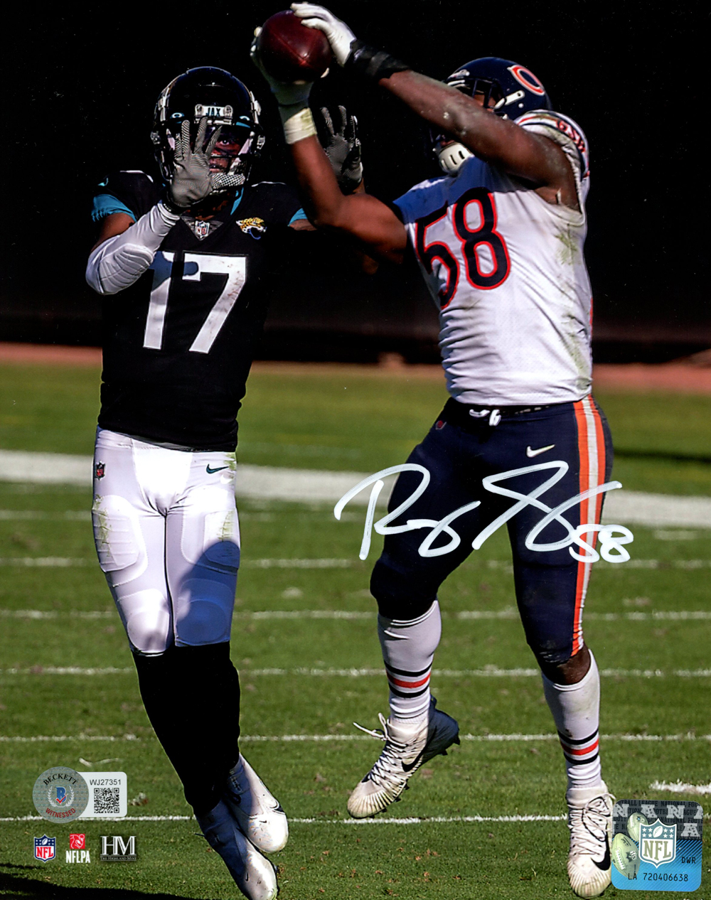 Roquan Smith Autographed/Signed Chicago Bears 8x10 Photo BAS