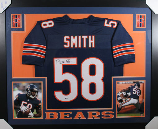 Roquan Smith Autographed/Signed Chicago Bears Framed Blue XL Jersey BAS 11030