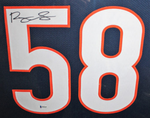 Roquan Smith Autographed/Signed Chicago Bears Framed Blue XL Jersey BAS 11030