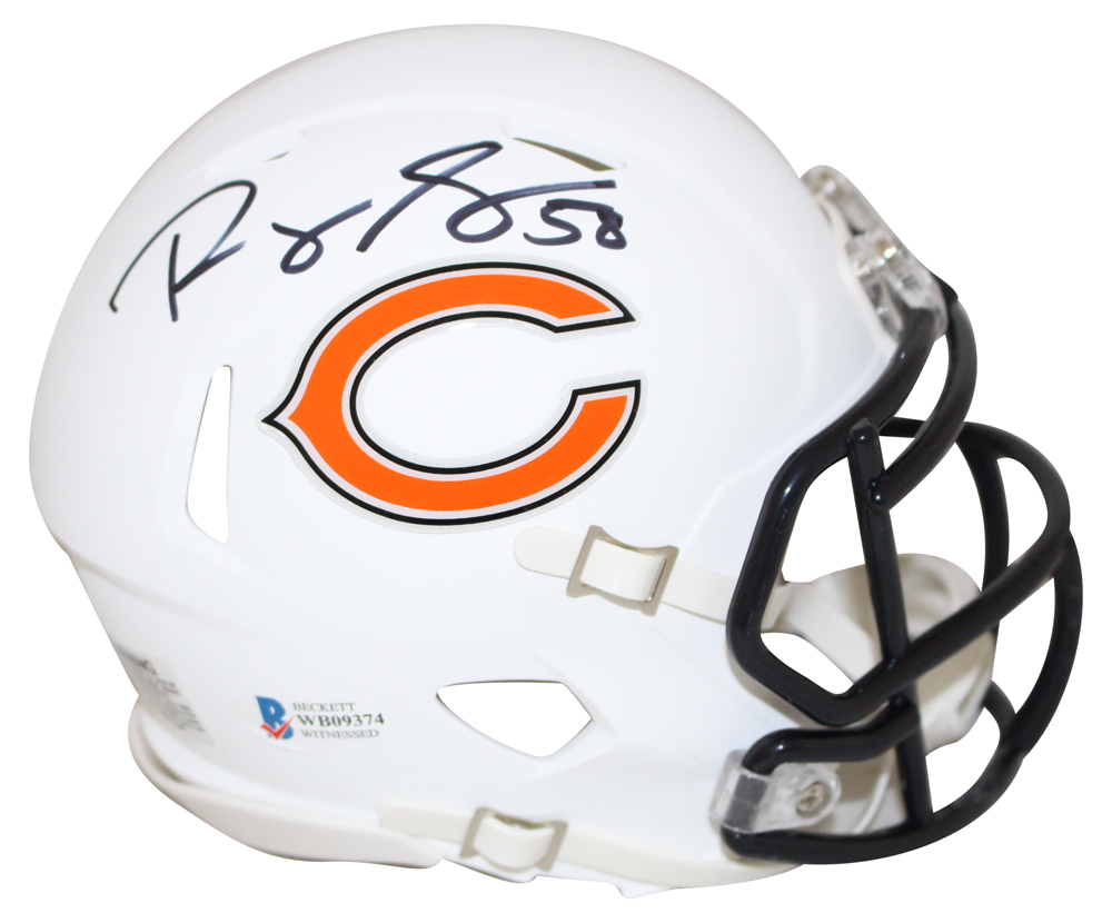 Roquan Smith Autographed Chicago Bears Flat White Mini Helmet BAS 28128