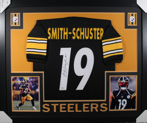 JuJu Smith-Schuster Signed Pittsburgh Steelers Framed Black XL Jersey BAS 25345