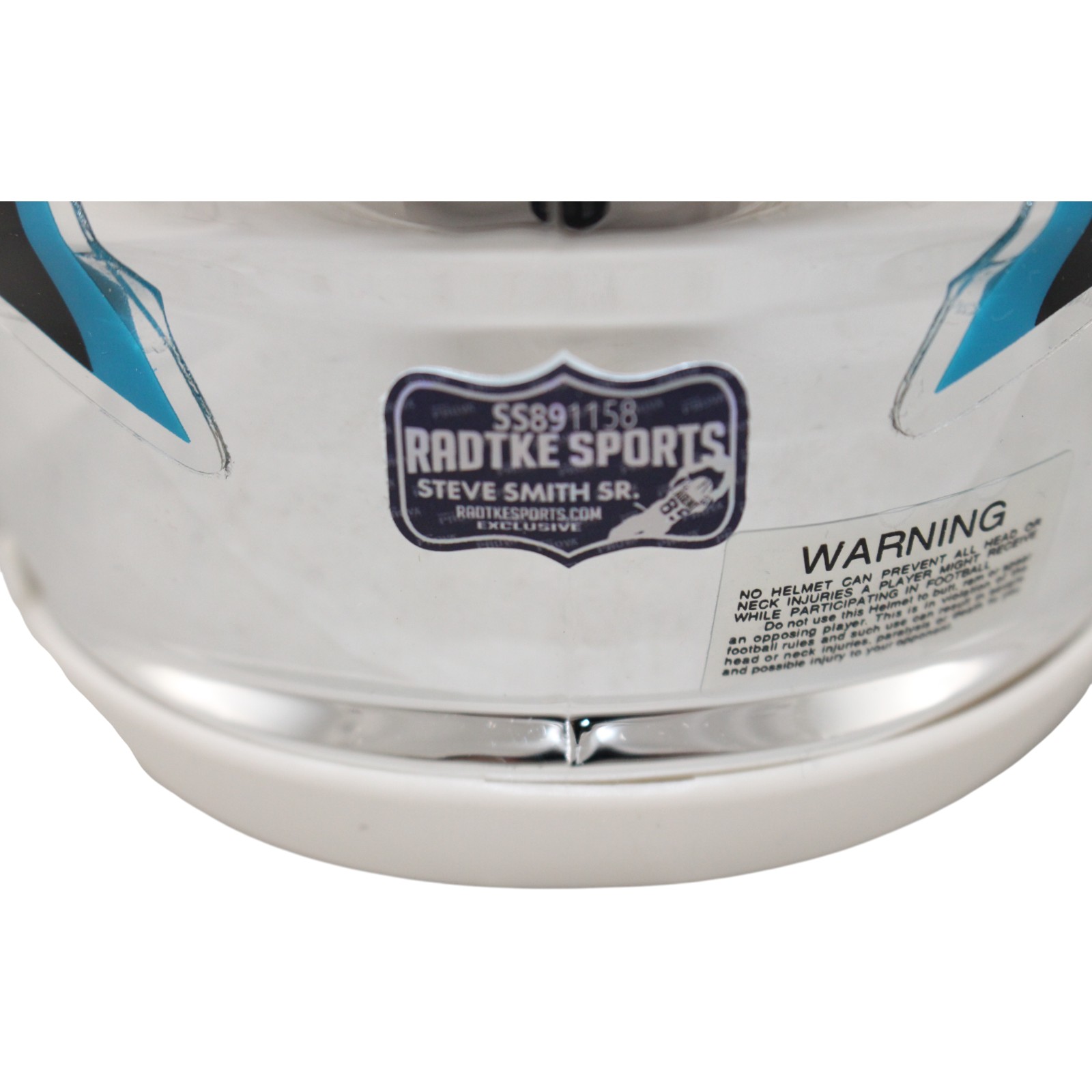 Steve Smith Autographed/Signed Carolina Panthers Mini Helmet Chrome Radtke 53142 4 Steve Smith Autographed/Signed Carolina Panthers Mini Helmet Chrome Radtke 53142