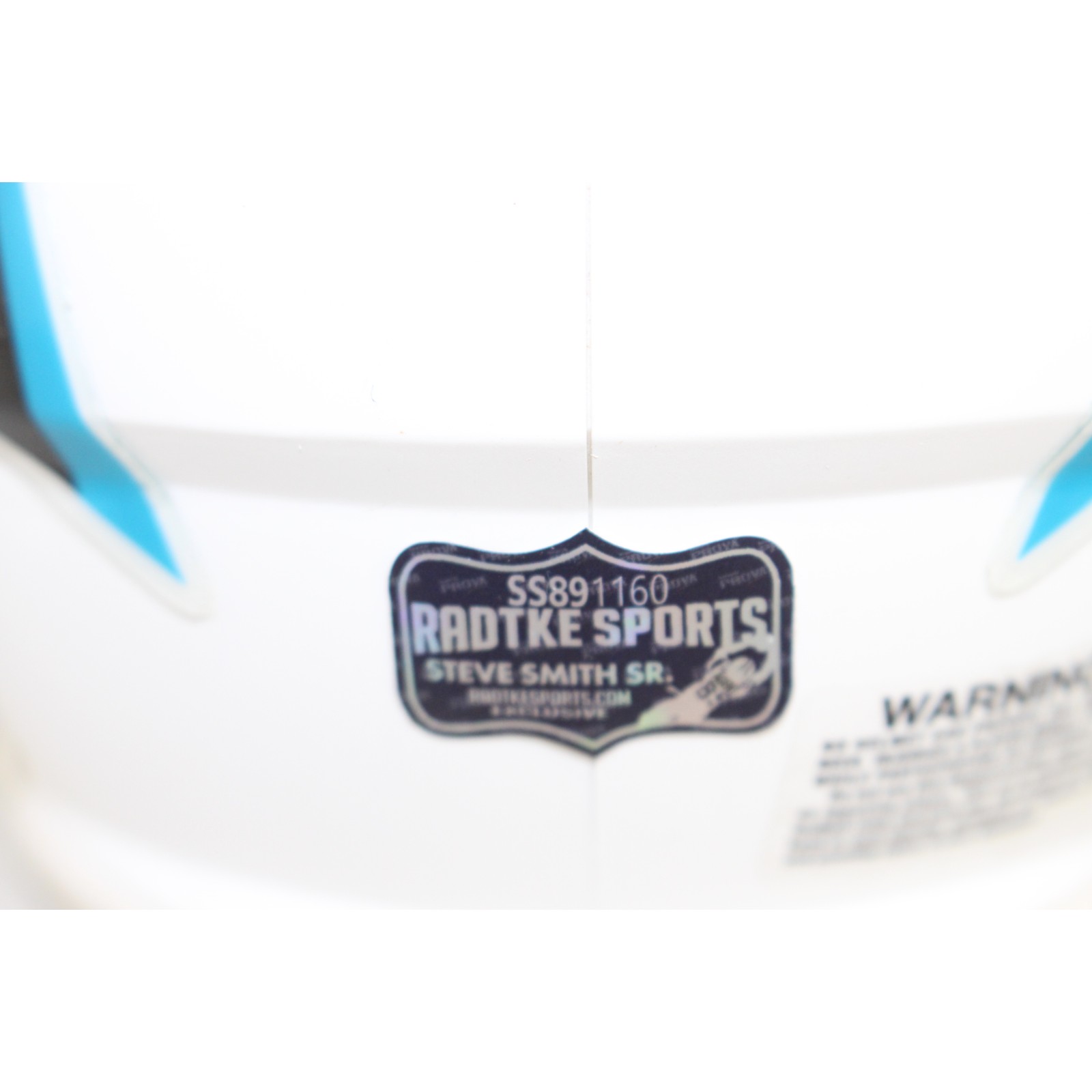 Steve Smith Autographed Carolina Panthers Mini Helmet Flat White Radtke 53148 4 Steve Smith Autographed Carolina Panthers Mini Helmet Flat White Radtke 53148