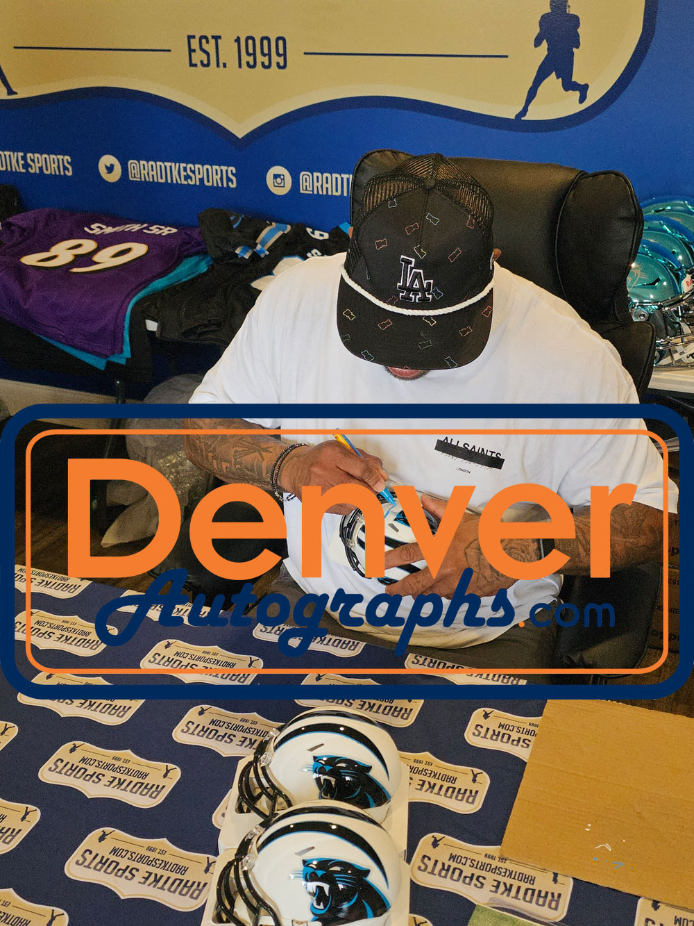 Steve Smith Autographed Carolina Panthers Mini Helmet Flat White Radtke 53148 6 Steve Smith Autographed Carolina Panthers Mini Helmet Flat White Radtke 53148