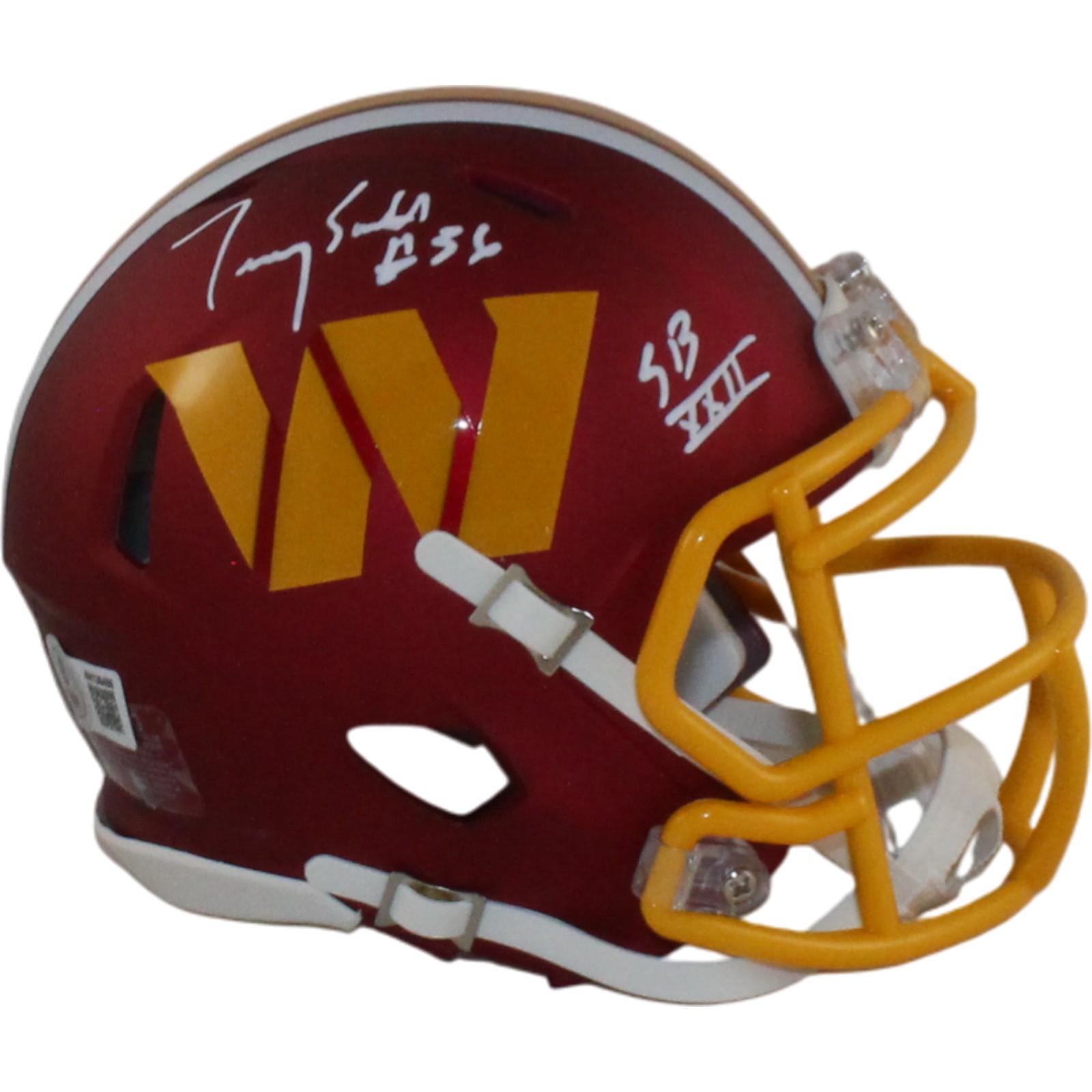 Timmy Smith Signed Washington Commanders 25 Alt Mini Helmet SB XXI Beckett 55038