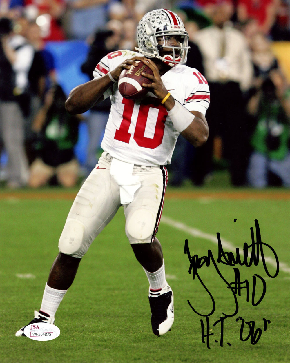 Troy Smith Autographed Ohio State Buckeyes 8x10 Photo HT 06 JSA