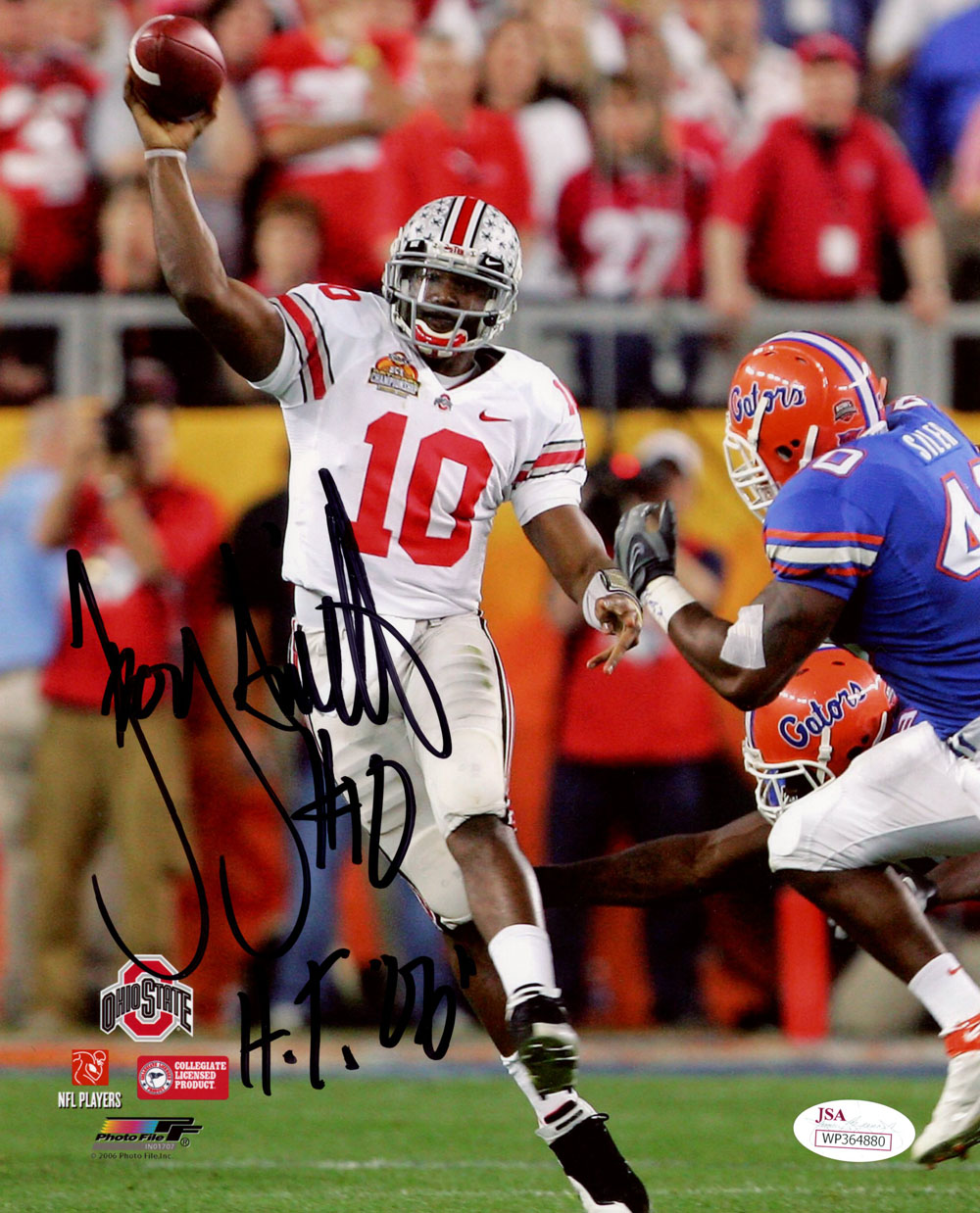 Troy Smith Autographed Ohio State Buckeyes 8x10 Photo HT 06 JSA