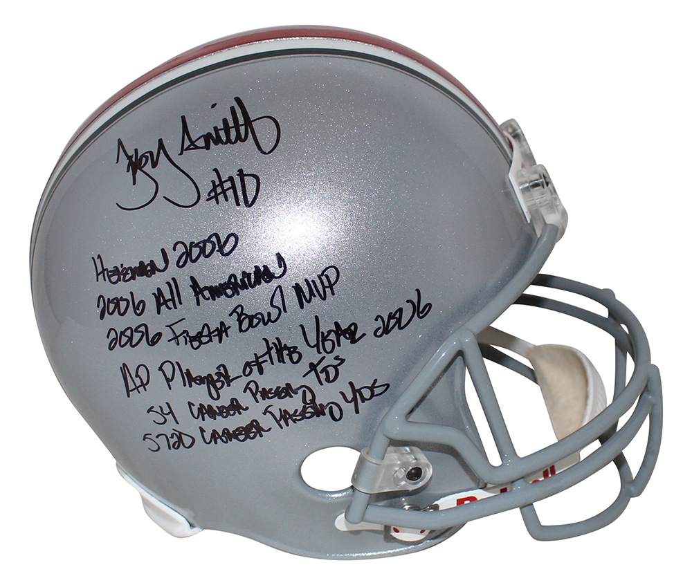 Troy Smith Autographed/Signed Ohio State Buckeyes F/S Helmet JSA 32958