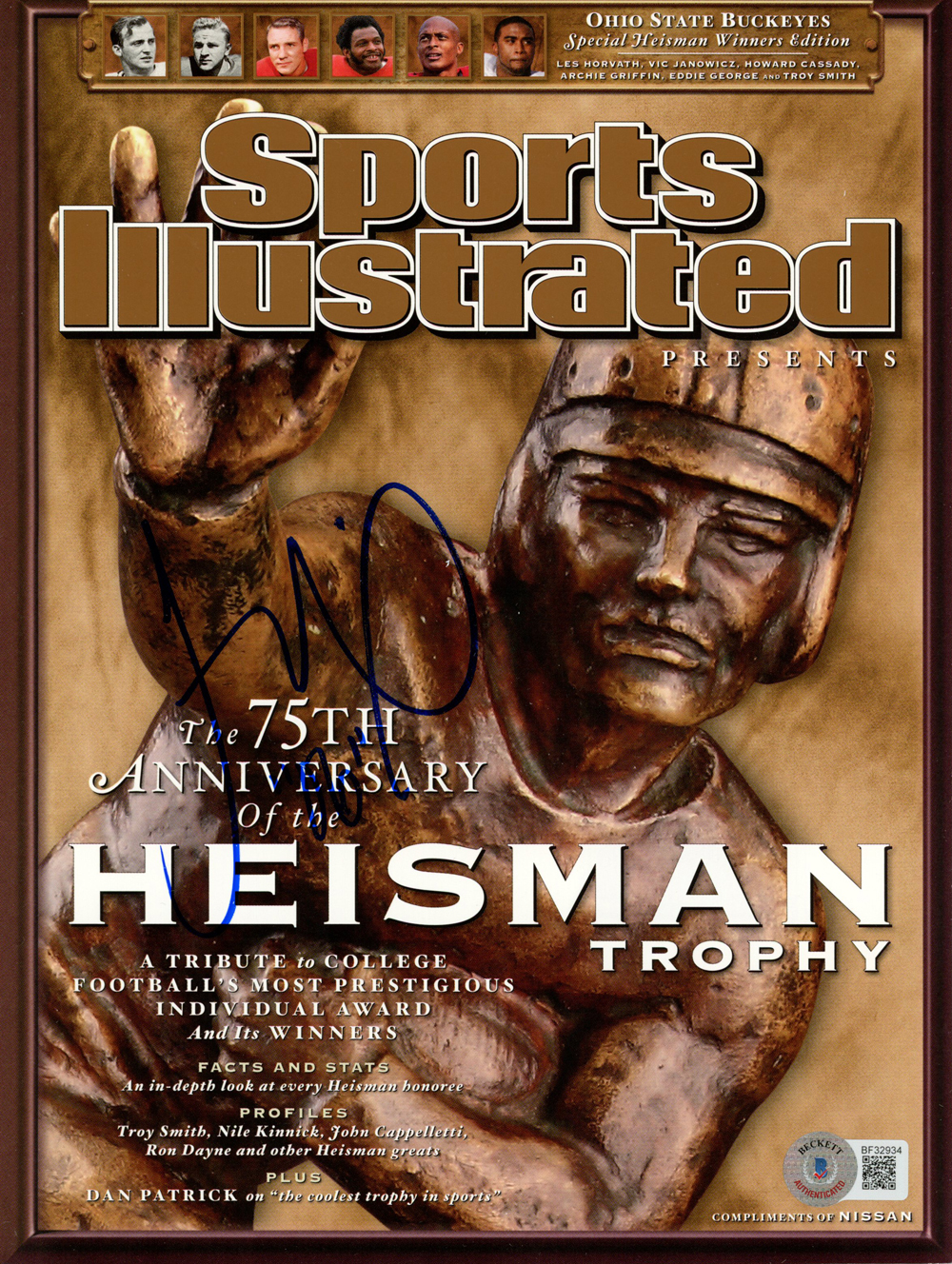 Troy Smith Autographed Sports Illustrated 75th Heisman Magazine BAS
