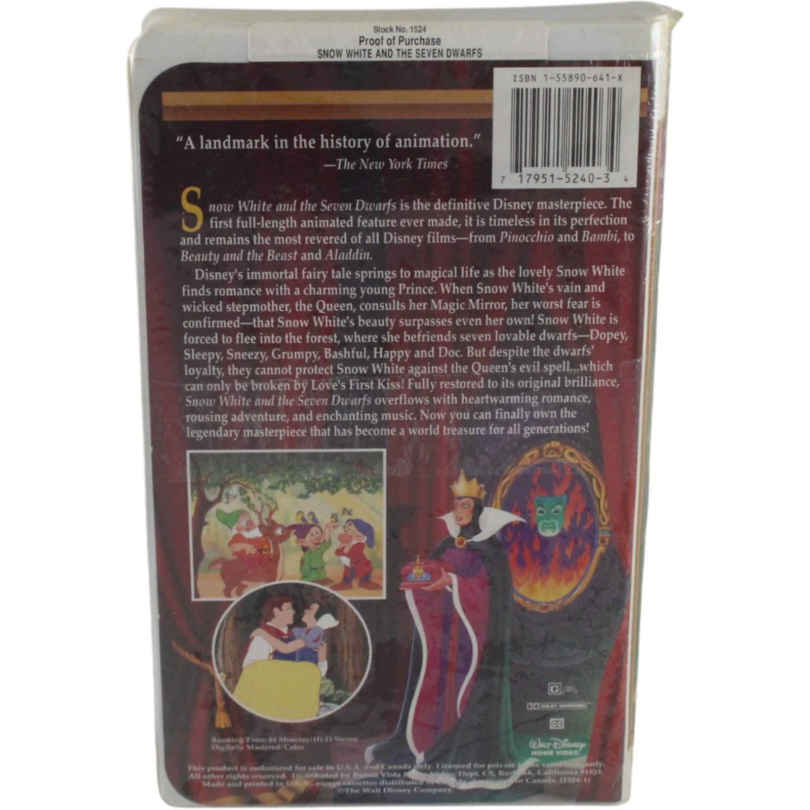 Walt Disney Snow White and The Seven Dwarfs VHS Movie Clamshell Sealed VHS 55492
