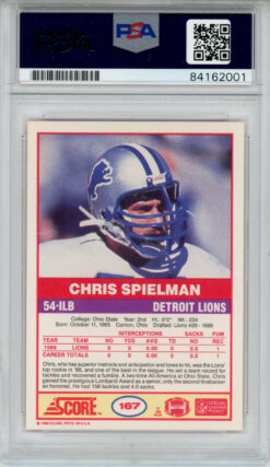 Chris Spielman Autographed 1989 Score #167 Rookie Card PSA Slab