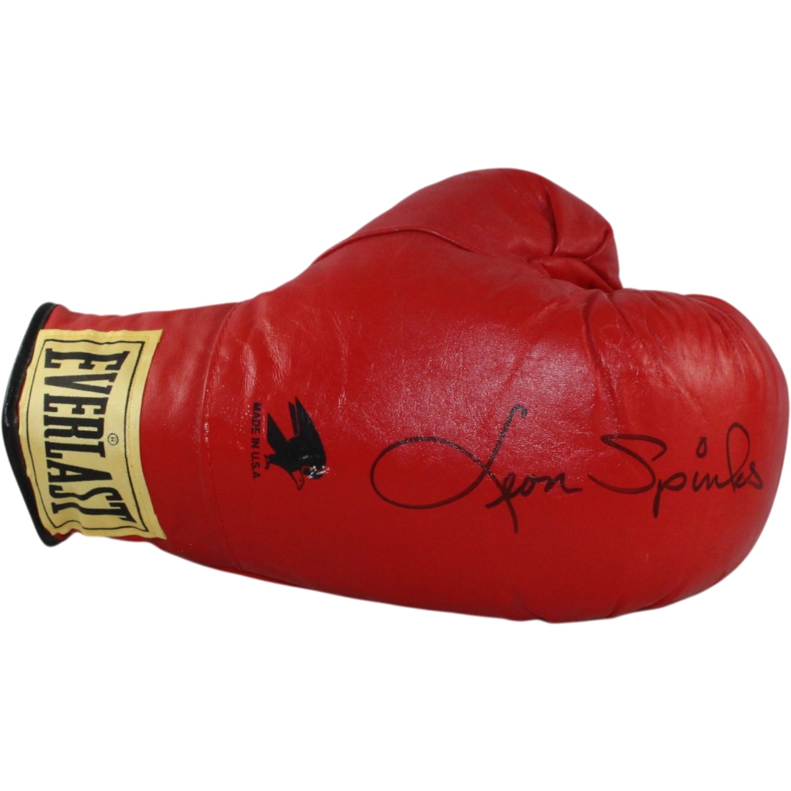 Leon Spinks Autographed/Signed Red Right Hand Glove Beckett 56555 1 Leon Spinks Autographed/Signed Red Right Hand Glove Beckett 56555