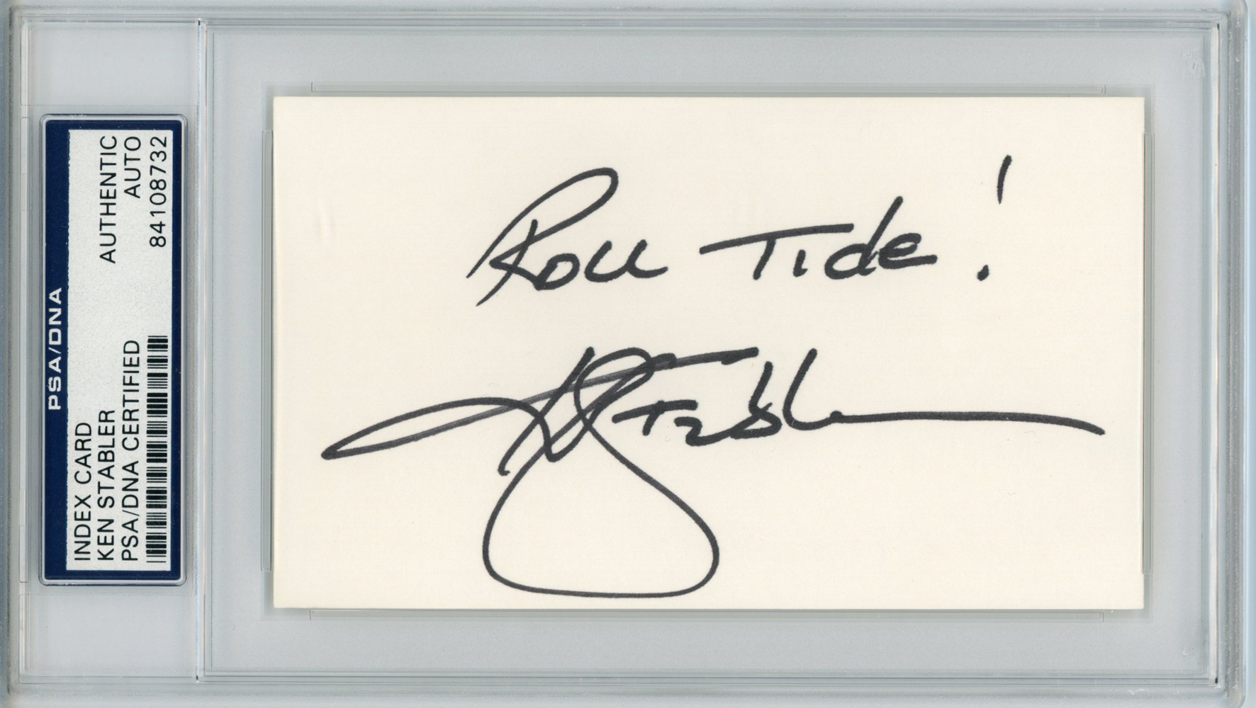 Ken Stabler Signed Alabama Crimson Tide Index Card Roll Tide PSA Slab 32914