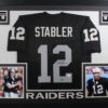 Ken Stabler Autographed Oakland Raiders Framed Black XL Jersey JSA 11019