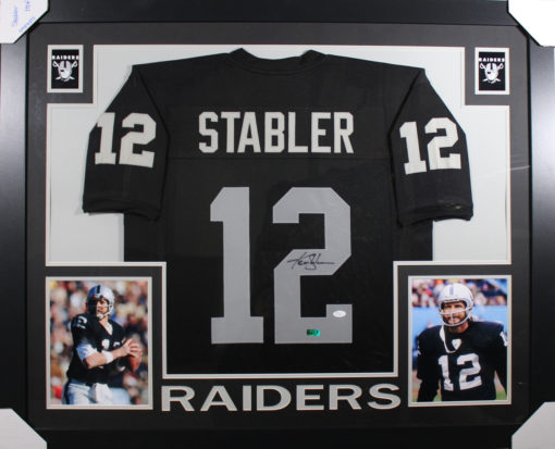 Ken Stabler Autographed Oakland Raiders Framed Black XL Jersey JSA 11019