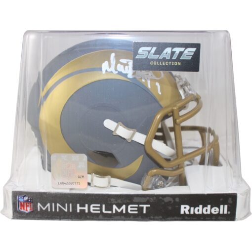 Matt Stafford Autographed Los Angeles Rams Slate Mini Helmet Beckett 59171