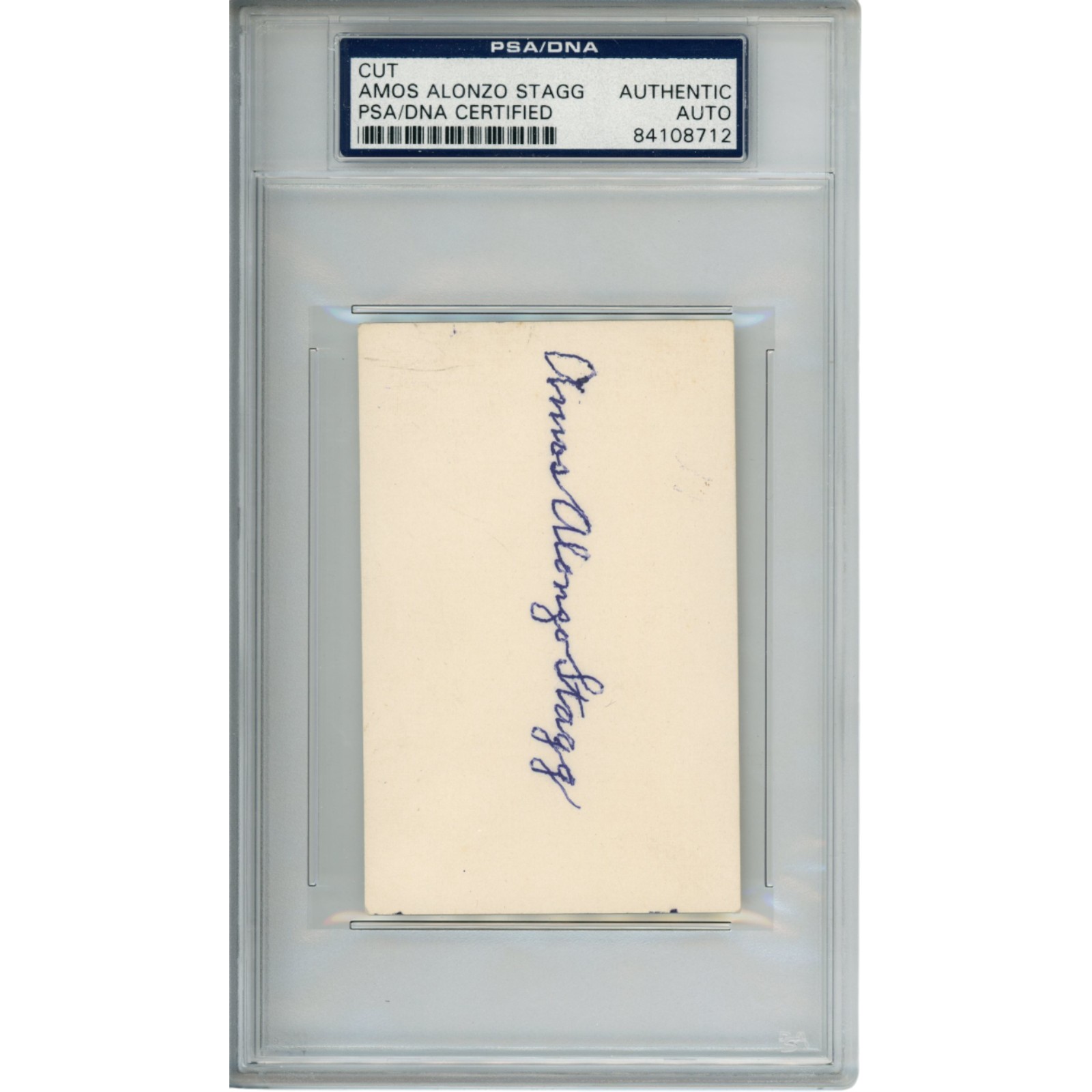 Amos Alonzo Stagg Signed University of Chicago 2 1/2 x 4" Cut PSA Slabbed 54791 1 Amos Alonzo Stagg Signed University of Chicago 2 1/2 x 4" Cut PSA Slabbed 54791