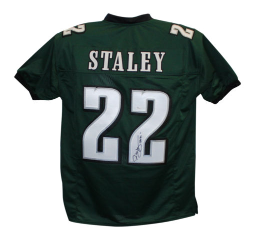 Duce Staley Autographed/Signed Pro Style Green XL Jersey JSA 26811