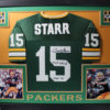 Bart Starr Autographed/Signed Pro Style Framed Green XL Jersey JSA