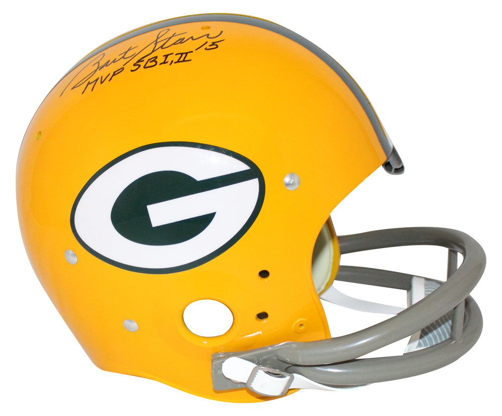 Bart Starr Autographed Green Bay Packers TK Helmet MVP I & II Tristar 32209