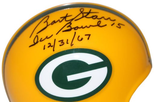 Bart Starr Autographed Green Bay Packers 2Bar Mini Helmet Ice Bowl Tristar 26103