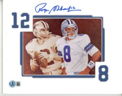 Roger Staubach Autographed/Signed Dallas Cowboys 10x8" Matted Art Beckett 56062