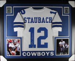 Roger Staubach Autographed/Signed Pro Style White XL Framed Jersey Beckett 51241