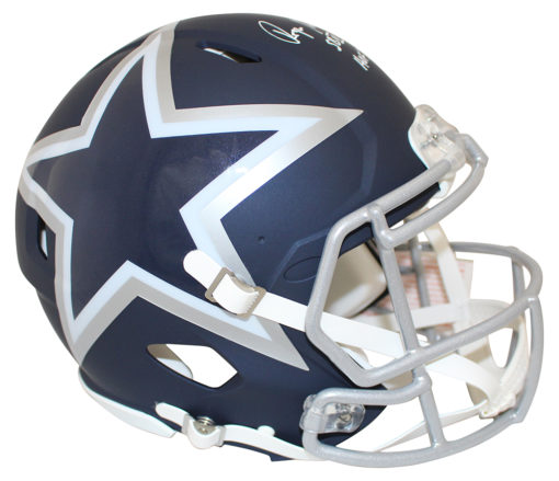 Roger Staubach Signed Dallas Cowboys Authentic AMP Helmet 2 Insc BAS 25434
