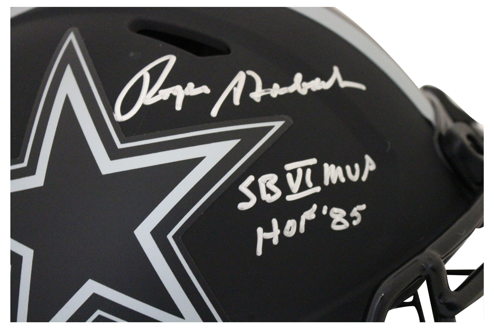Roger Staubach Signed Dallas Cowboys Authentic Eclipse Helmet 2 Insc BAS 27451