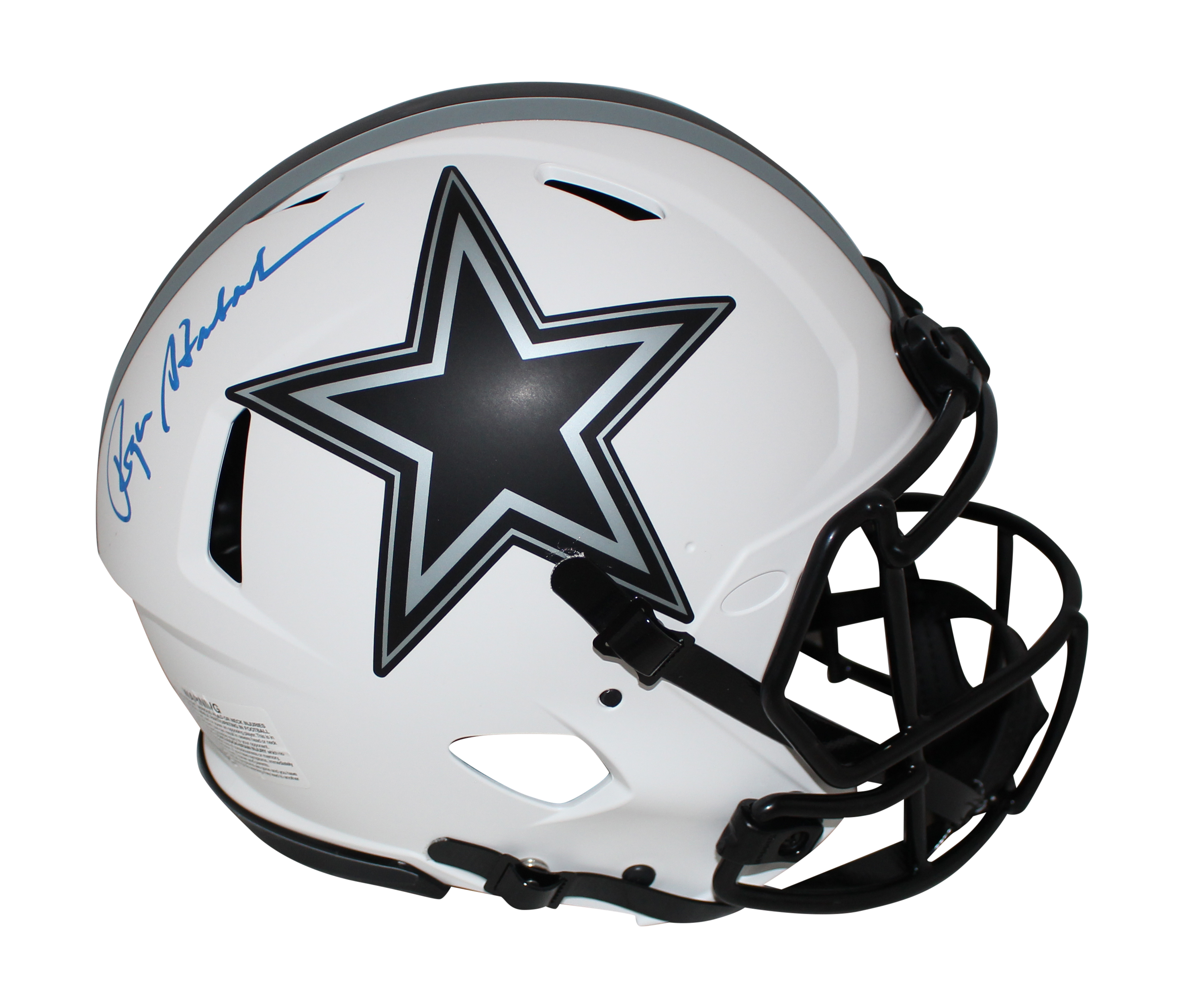 Roger Staubach Autographed Dallas Cowboys Authentic Lunar Helmet BAS 32572