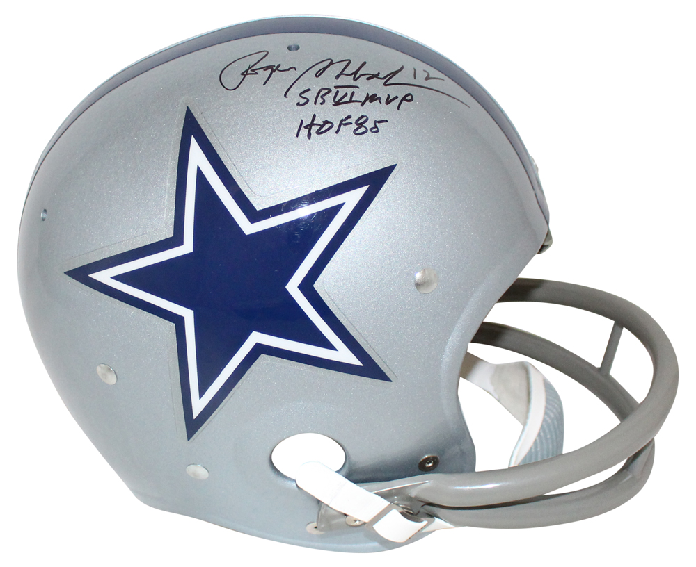 Roger Staubach Autographed Dallas Cowboys TK Helmet HOF & SB MVP BAS 32212