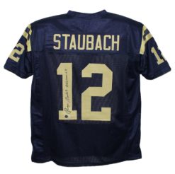 Roger Staubach Autographed College Style Blue XL Jersey Heisman Beckett