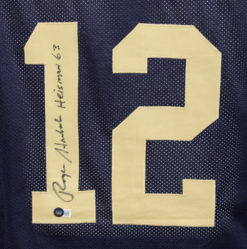 Roger Staubach Autographed College Style Blue XL Jersey Heisman Beckett