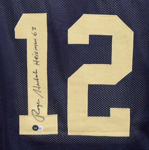 Roger Staubach Autographed College Style Blue XL Jersey Heisman Beckett