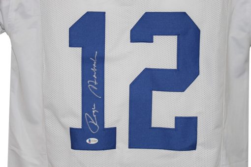 Roger Staubach Autographed/Signed Pro Style White XL Jersey BAS 25915