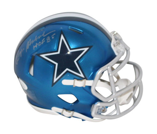 Roger Staubach Autographed Dallas Cowboys Blaze Mini Helmet HOF JSA 32648