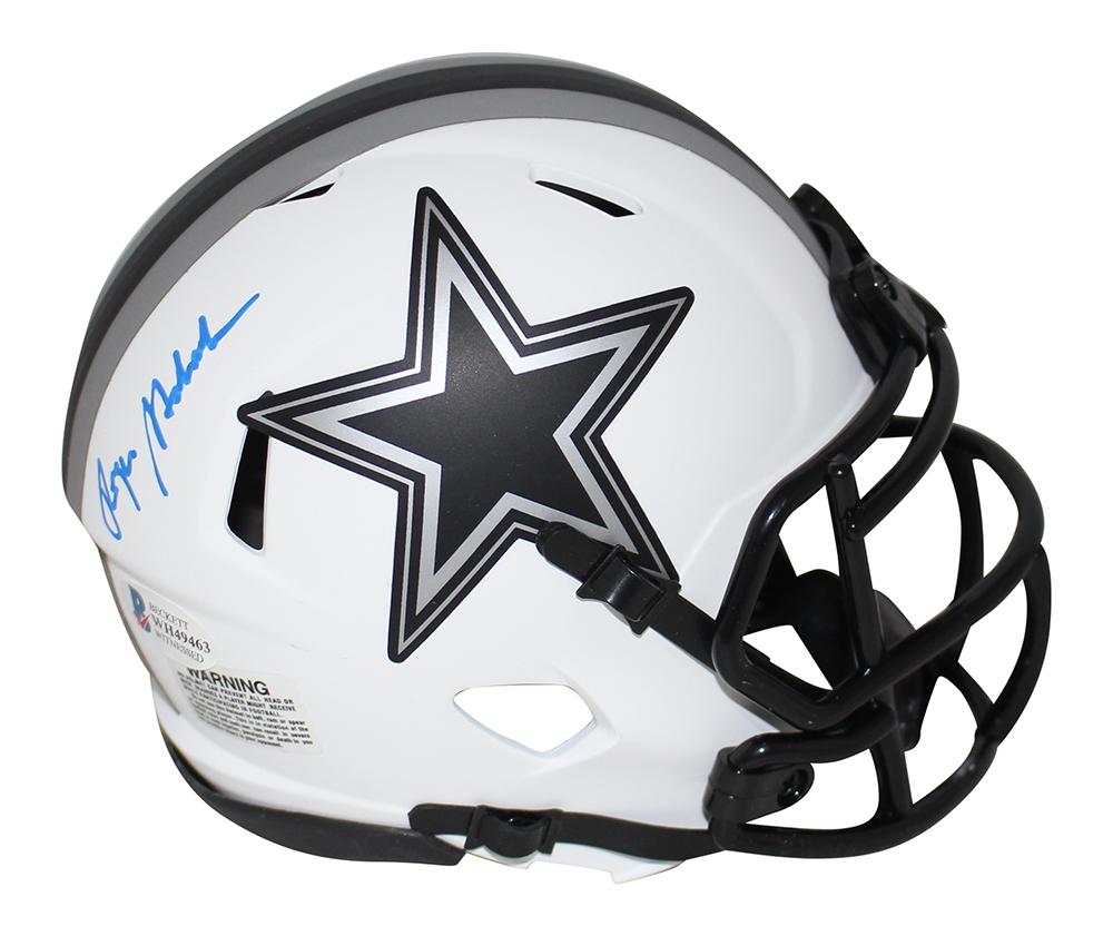 Roger Staubach Autographed Dallas Cowboys Lunar Speed Mini Helmet BAS