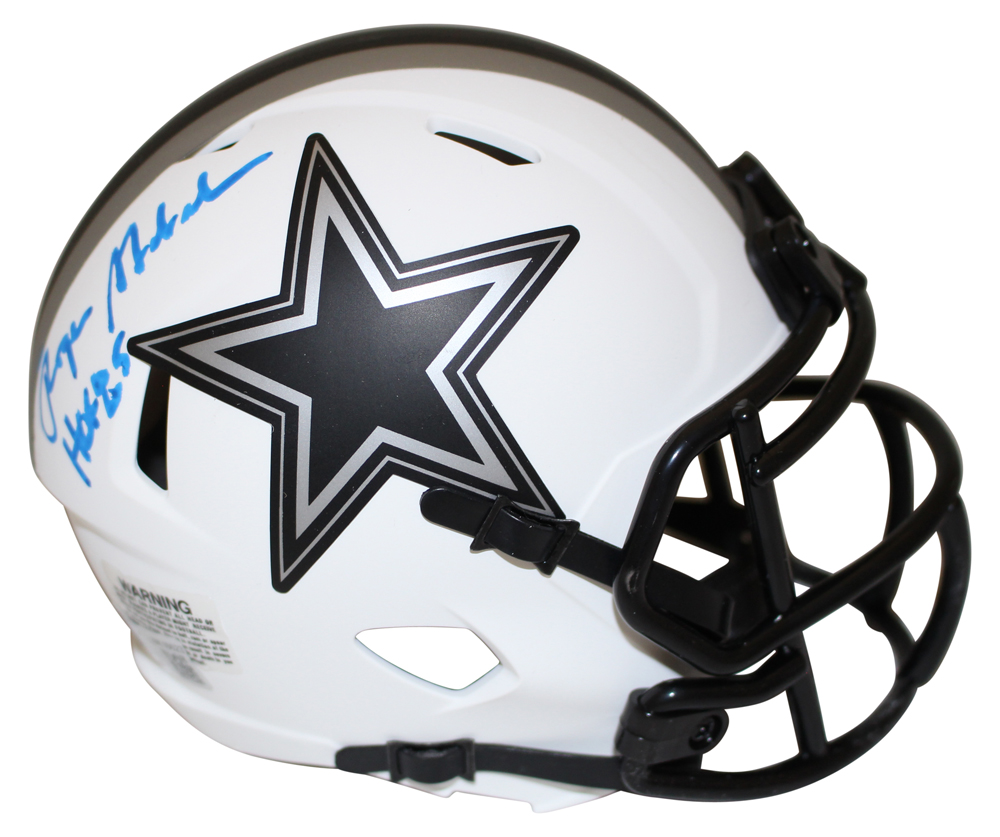 Roger Staubach Autographed Cowboys Lunar Mini Helmet HOF 85 Beckett