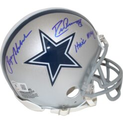 Roger Staubach Drew Pearson Signed Dallas Cowboys Mini Helmet Beclett 