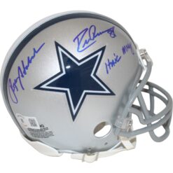 Roger Staubach Drew Pearson Signed Dallas Cowboys Mini Helmet Beclett