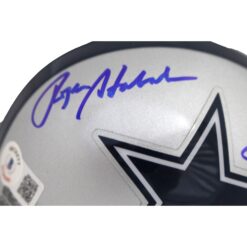 Roger Staubach Drew Pearson Signed Dallas Cowboys Mini Helmet Beclett