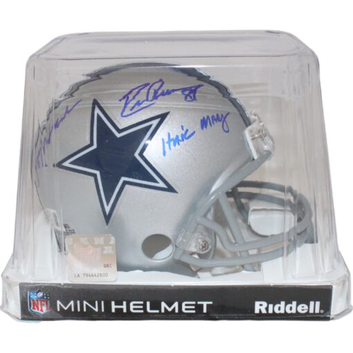 Roger Staubach Drew Pearson Signed Dallas Cowboys Mini Helmet Beclett